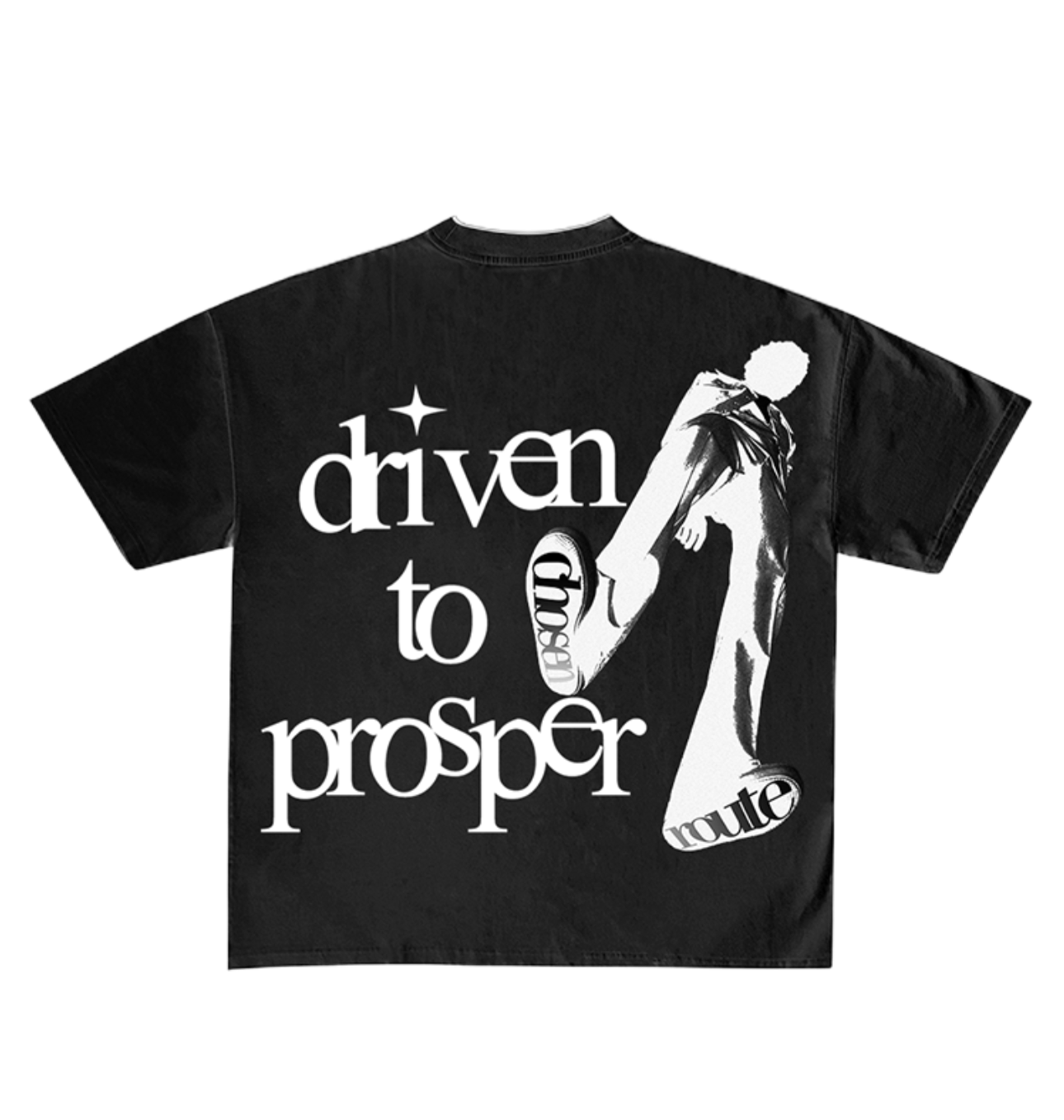 BLACK CHOSENROUTE CROPPED T