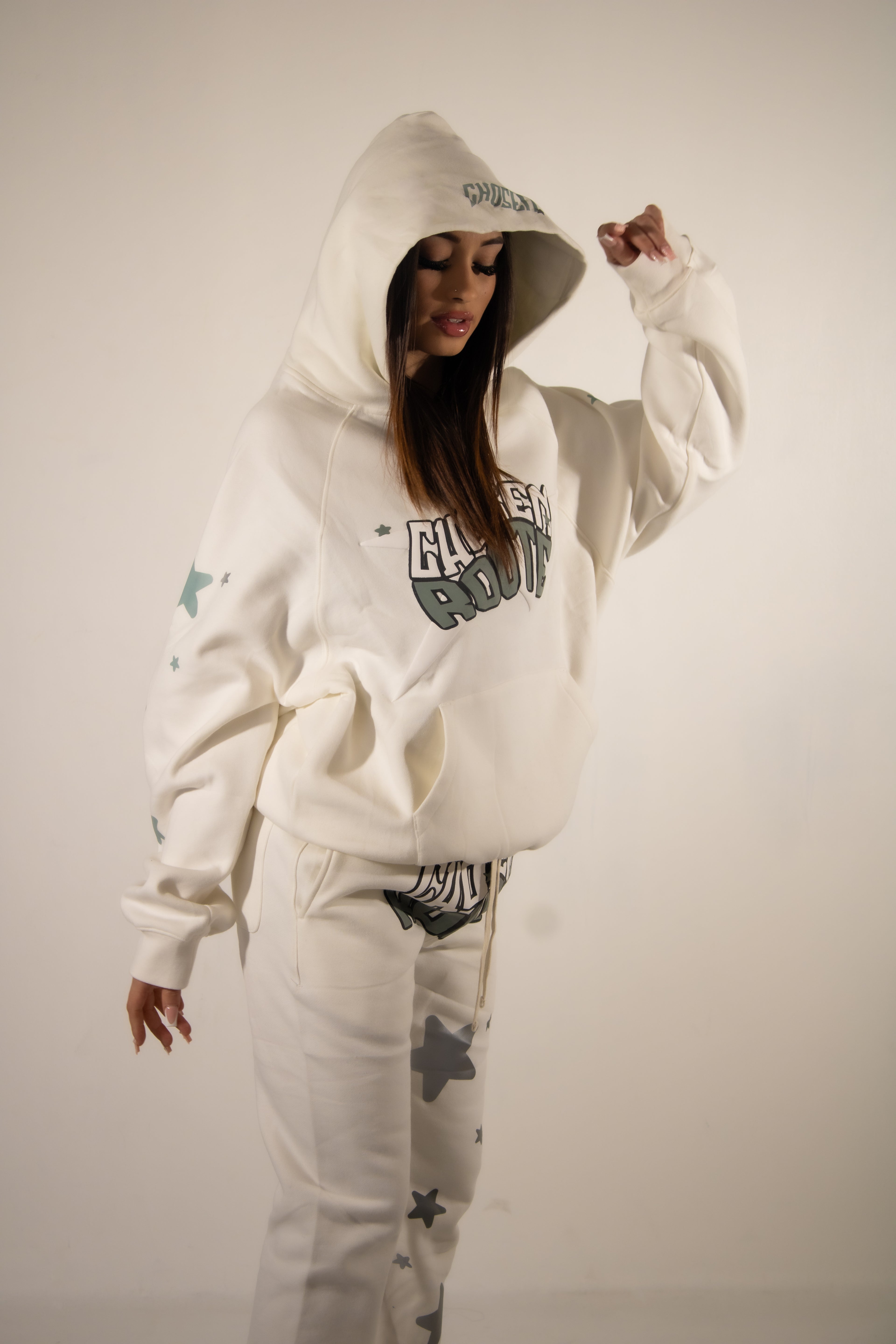White Reflective Hoodie/Pants Set