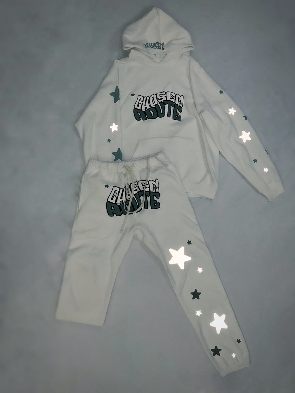 White Reflective Hoodie/Pants Set